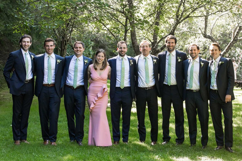 Groomsmen %26 "Best Woman"
Photography: Vue Photography
Read More:
http://www.insideweddings.com/weddings/destination-rustic-fall-wedding-at-a-farm-in-north-carolina/1202/ groom with groomsmen in light green ties groomswoman best woman groom sister in pink dress