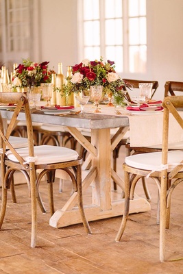 Wisteria Lane Rustic Reception With Gold Bottles Wisteria Lane Rustic Reception With Gold Bottles
