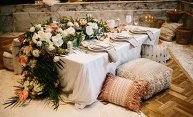 Boho-Chic Moroccan Wedding Reception
Photography: Melissa Kilner Photography
Read More:
http://www.insideweddings.com/weddings/glamorous-styled-wedding-inspired-by-moroccan-details-in-seattle/1253/ wedding reception or bridal shower engagement party idea low table pillow pouf flower runner