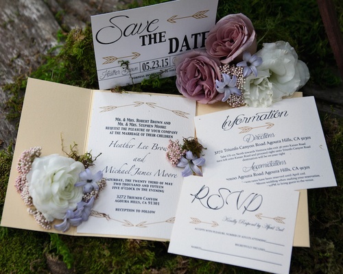 Wedding Invitation Suite For Outdoor With Arrow Illustrations Wedding Invitation Suite For Outdoor With Arrow Illustrations