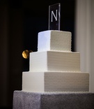Modern Cake with Glass Topper
Photography: Chris Bailey Photography
Read More:
http://www.insideweddings.com/weddings/modern-elegant-ballroom-wedding-with-white-flowers-in-houston/1246/ wedding cake with square tiers modern cake topper etching in glass monogram