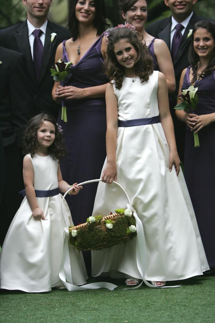 Bridesmaids and Flower Girls
Photography: Lyn Sims Photographer
Read More:
http://www.insideweddings.com/weddings/glamorous-fall-wedding-with-garden-touches-in-tucson-arizona/258/ White and purple flower girl dresses