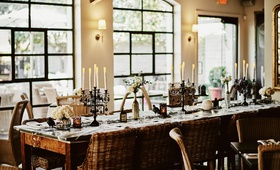 Black Candelabra %26 Windows
Photography: Stephanie Rogers Photography
Read More:
http://www.insideweddings.com/weddings/spooky-sophisticated-halloween-themed-wedding-reception/1187/ wedding reception halloween wedding ideas black candelabra white rose spider cobwebs webs