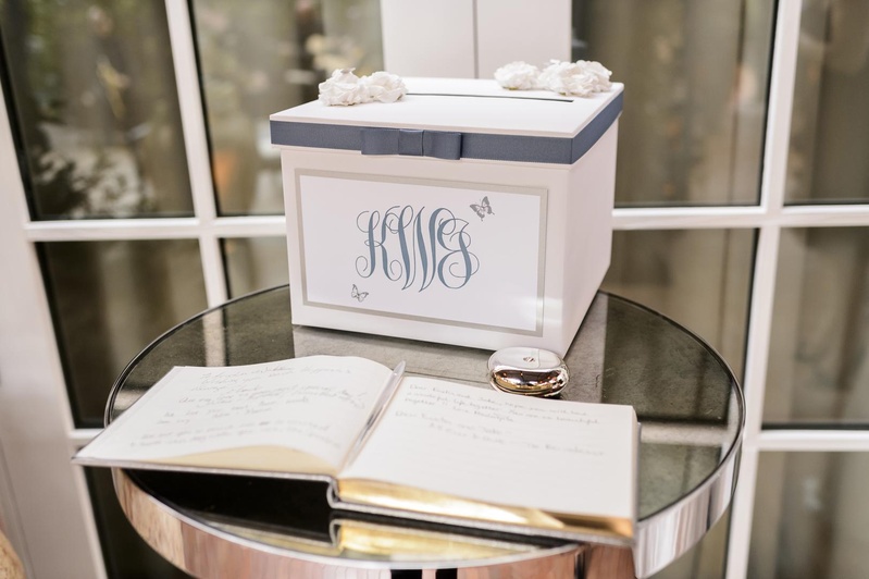 Guest Book Display
Photography: Chrisman Studios
Read More:
http://www.insideweddings.com/weddings/gorgeous-alfresco-garden-wedding-in-bel-air-california/436/ Wedding guestbook and monogrammed note box