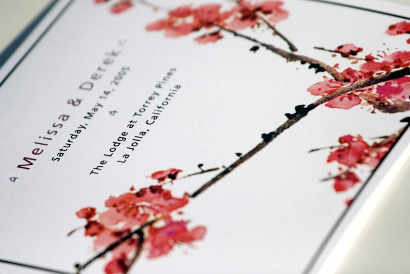 Cherry Blossom Invitations
Photography: Ventana Photography
Read More:
http://www.insideweddings.com/weddings/black-and-red-wedding-on-golf-course-at-the-lodge-at-torrey-pines/122/ Wedding invitations with Chinese cherry blossom design