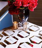 Hexagon Escort Cards
Photography: Visuals by Arpit
Read More:
http://www.insideweddings.com/weddings/downtown-styled-shoot-featuring-jewel-tones-and-modern-decor/1269/ wedding escort card table flower print hexagon card calligraphy roses
