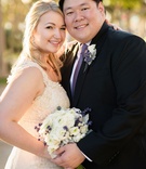 Sami Myerson %26 Kris Khang
Photography: Next Exit Photography
Read More:
http://www.insideweddings.com/weddings/alfresco-interfaith-ceremony-ballroom-reception-in-santa-monica/963/ Bride in Willowby by Watters wedding dress holding white bouquet with purple flowers groom tie