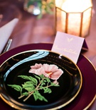Floral Print Wedding China
Photography: Roey Yohai Studios
Read More:
http://www.insideweddings.com/weddings/romantic-new-york-real-wedding-with-upscale-summer-camp-feel/1327/ bold black and gold wedding china plates with pink flower design tent place card candlelight