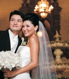 Bride and Groom
Photography: Barnet Photography
Read More:
http://www.insideweddings.com/weddings/blush-ballroom-wedding-with-crystal-details-in-los-angeles/175/ Bride wearing a strapless Vera Wang gown and veil with groom in black tails