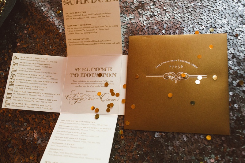 Gold Wedding Invitation
Photography: J. Cogliandro Photography
Read More:
http://www.insideweddings.com/weddings/angela-mecca-and-owen-daniels/540/ Wedding invites for NFL player Owen Daniels
