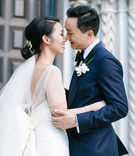Kristin Kim %26 Anthony Yu
Photography: Michelle Beller Photography
Read More:
http://www.insideweddings.com/weddings/classic-ceremony-beachfront-ballroom-reception-in-santa-monica/1234/ bride with low bun and veil below with pretty bow dress and ceremony top groom in navy blue suit