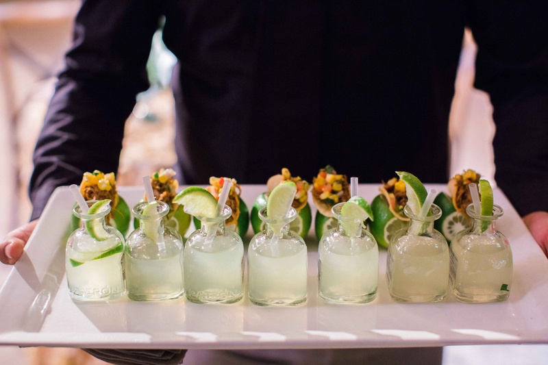 Margarita %26 Taco Hors d'Oeuvres
Photography: Gabe Aceves Photography
Read More:
http://www.insideweddings.com/weddings/warm-cozy-wedding-at-unique-warehouse-venue-in-washington-dc/902/ White tray with margaritas topped with limes and lime taco holders appetizer wedding