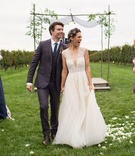Vineyard Wedding Ceremony Recessional
Photography: Joshua Behan
Read More:
http://www.insideweddings.com/weddings/lyndsy-fonseca-and-noah-bean/992/ Lyndsy Fonseca and Noah Bean wedding walking up aisle in vineyard ceremony guests and family happy