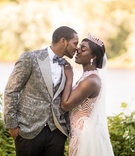 Bride in Tiara %26 Groom in Grey Suit
Photography: Brian Bossany Photography
Read More:
http://www.insideweddings.com/weddings/luxurious-heaven-inspired-royal-wedding-celebration-in-minneapolis/1333/ groom in grey patterned tuxedo jacket vest and bow tie bride in high neck gown tiara veil kiss