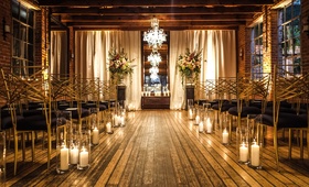 Intimate Ceremony Space
Photography: Joe Photo
Read More:
http://www.insideweddings.com/weddings/the-unique-and-intimate-wedding-of-trains-bassist-hector-maldonado/879/ carondelet house wedding ceremony hardwood floors wood ceilings candles black and gold