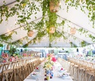 Greenery and Basket Lights in Tent