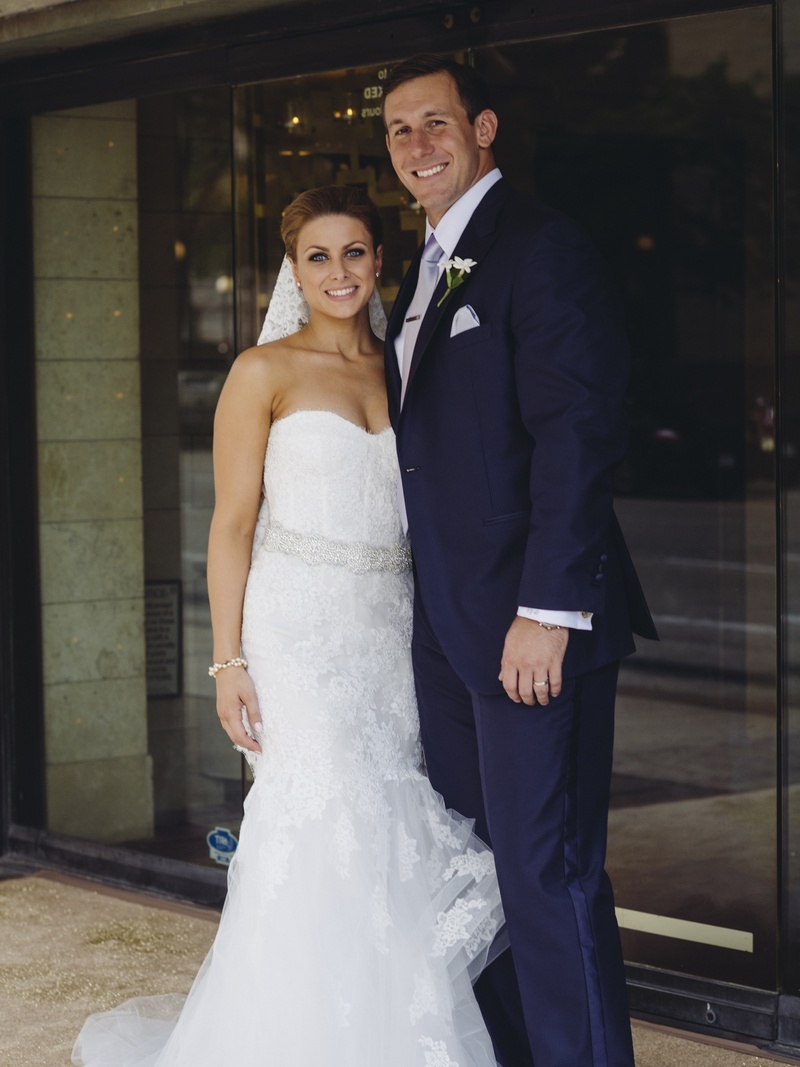 Angela Mecca and Owen Daniels
Photography: J. Cogliandro Photography
Read More:
http://www.insideweddings.com/weddings/angela-mecca-and-owen-daniels/540/ Bride in lace dress with football player groom