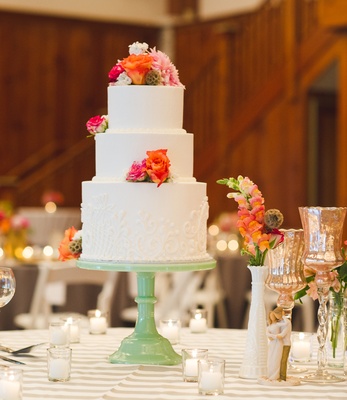 Pink and orange wedding cake designs