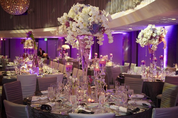 elegant purple and silver wedding decor