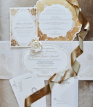 White %26 Gold Ceci New York Invitation
Photography: Christian Oth Studio
Read More:
http://www.insideweddings.com/weddings/traditional-cathedral-wedding-luxury-reception-in-new-york-city/1331/ wedding invitation suite gold rose flower motif design die cut invitation menu card and envelopes