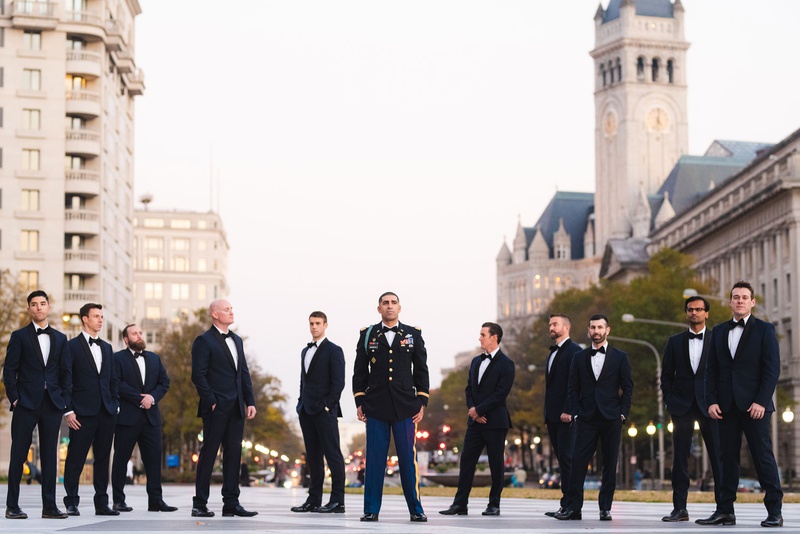 Groom in Military Uniform with Groomsmen
Photography: Mantas Kubilinskas Photography
Read More:
http://www.insideweddings.com/weddings/sophisticated-ceremony-ballroom-reception-in-washington-dc/1296/ wedding portrait groom in military uniform with groomsmen in tuxedos washington dc