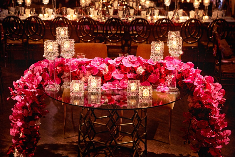 Floral Runner at Sweetheart Table
Photography: KingenSmith
Read More:
http://www.insideweddings.com/weddings/luxurious-wedding-featuring-sentimental-butterfly-decor-in-chicago/1348/ wedding reception sweetheart table crystal candle holder pink red rose orchid flower runner votives
