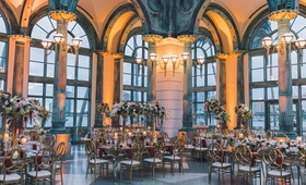 Museum Reception
Photography: Black %26 Hue Photography
Read More:
http://www.insideweddings.com/weddings/church-ceremony-chic-museum-reception-in-palm-beach-florida/1260/ Henry Morrison Flagler Museum wedding reception, gold, burgundy, greenery, ivory color palette