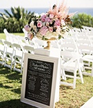 Wedding Party Blackboard Sign at Ceremony
Photography: Laurie Bailey Photography
Read More:
http://www.insideweddings.com/weddings/oceanfront-wedding-ceremony-classic-romantic-ballroom-reception/854/ wedding party ceremony sign blackboard outdoor wedding pacific ocean program chalk