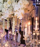 Orchid %26 Roses with Candelabra
Photography: Collin Pierson Photography
Read More:
http://www.insideweddings.com/weddings/winter-wedding-inspirational-shoot-with-opulent-frosted-decor/1108/ Wedding reception centerpiece white orchid white rose white cascading flowers candlelight floating