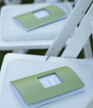 Window Ceremony Program
Photography: Dalal Photography
Read More:
http://www.insideweddings.com/weddings/movie-themed-wedding-with-pops-of-green/345/ Light green wedding program with square cut out