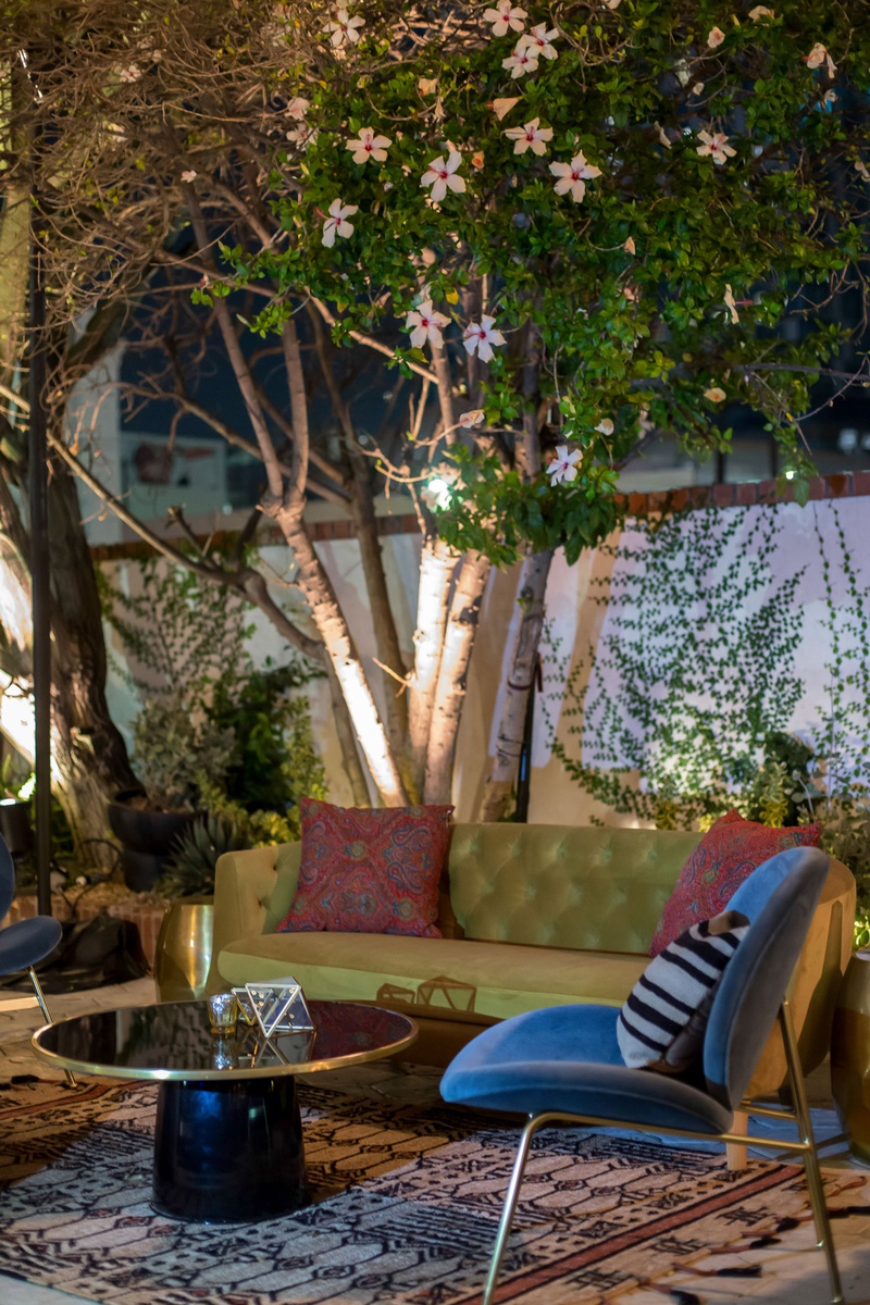 Velvet Blue %26 Green Lounge Furniture
Photography: Maya Myers Photography
Read More:
http://www.insideweddings.com/weddings/candlelit-jewish-ceremony-unique-cozy-outdoor-reception-in-la/1346/ wedding reception outdoor lounge area round cocktail table tufted green sofa mid century blue chair