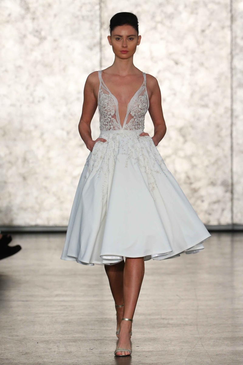 V Neck Short Wedding Dress