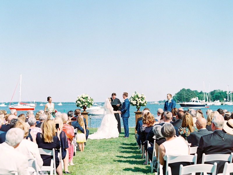 Bride %26 Groom at Altar by River
Photography: Bonnie Sen Photography
Read More:
http://www.insideweddings.com/weddings/outdoor-ceremony-tented-reception-by-a-tranquil-river-in-maryland/1088/ Wedding ceremony outdoor summer river boats on water nautical theme coastal
