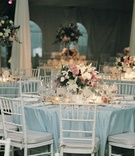 Pale-Hued Reception Décor
Photography: Paul Barnett Photographer
Read More:
http://www.insideweddings.com/weddings/at-home-spring-affair-in-southern-california/37/ Blue linens and white chairs