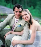 The Bride and Groom
Photography: MBV Photography
Read More:
http://www.insideweddings.com/weddings/asian-inspired-summer-wedding-in-the-hills-of-north-carolina/159/ Man in khaki suit and woman in strapless bridal gown