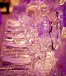 Luxurious Tablescape
Photography: Tina Rowden
Read More:
http://www.insideweddings.com/weddings/alexandria-lopez-and-joshua-smith/356/ Violet lighting illuminating crystal glassware and table