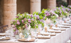 Lilac Wedding Centerpieces
Photography: Justin %26 Mary Marantz
Read More:
http://www.insideweddings.com/weddings/intimate-destination-wedding-at-8th-century-abbey-in-umbria-italy/1274/ wedding reception long table outdoor destination wedding italy low centerpiece greenery purple lilac