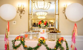 "Bride to Be" Cake %26 Dessert Table
Photography: Frances Iacuzzi Photography
Read More:
http://www.insideweddings.com/weddings/bridal-shower-with-bright-cheerful-color-palette-in-beverly-hills/1203/ beverly hills bridal shower colorful theme pink red orange yellow flowers greenery cake table