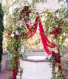 Ceremony Altar with Scarlet Drapery
Photography: Acqua Photo
Read More:
http://www.insideweddings.com/weddings/balboa-park-wedding-with-wine-inspired-color-scheme-in-san-diego/948/ ceremony altar with scarlet drapery, roses, greenery