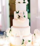 Elegant Wedding Cake with Fresh Flowers
Photography: Jana Williams Photography
Read More:
http://www.insideweddings.com/weddings/classically-elegant-alfresco-ceremony-ballroom-reception-in-ojai/1320/ five-tier wedding cake with smooth frosting, blush border, fresh flowers
