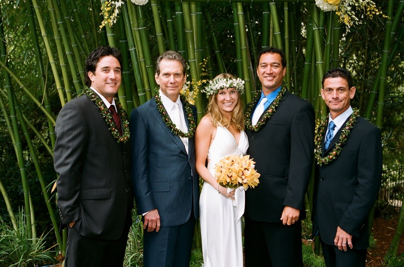 Kukui Nut Leis for Male Guests
Photography: frame.thirty.six photography
Read More:
http://www.insideweddings.com/weddings/tropical-inspired-spring-wedding-at-the-bel-air-bay-club/236/ Bride with male guests wearing Hawaiian lei