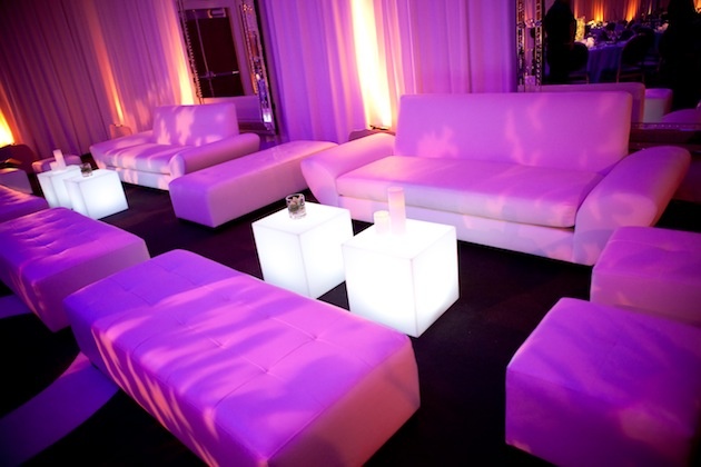 Ambient Lounge Area
Photography: Jessica Lewis Photography
Read More:
http://www.insideweddings.com/weddings/summer-wedding-at-the-sls-hotel-beverly-hills-california/460/ White wedding lounge chairs with fuchsia lighting