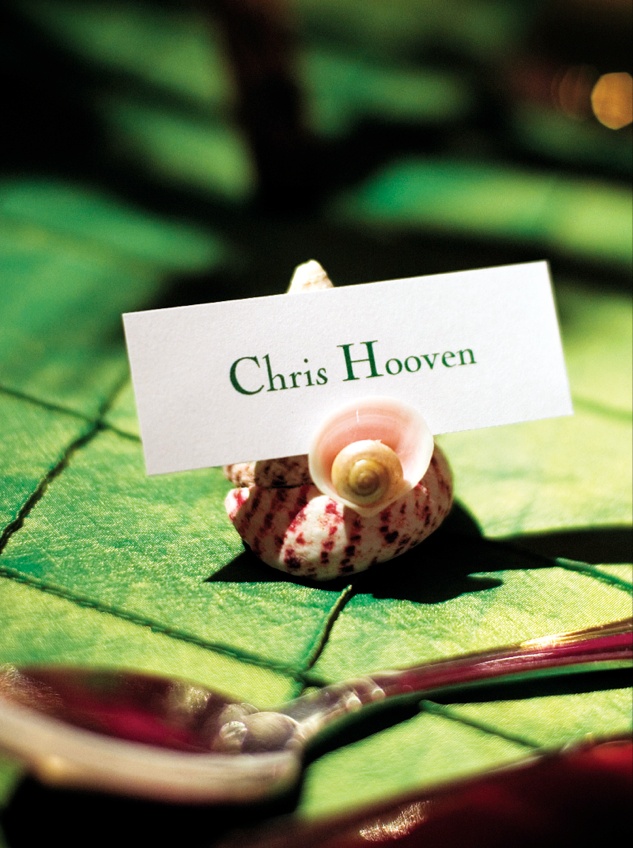 Seashell Place Card
Photography: Mermin + Christie Photographers
Read More:
http://www.insideweddings.com/weddings/tropical-theme-beach-wedding-in-naples-florida/184/ place card holder made from a seashell