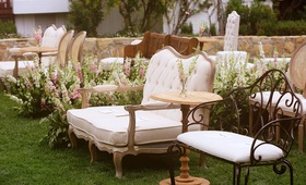 Unique Ceremony Furniture Seating
Photography: Tine Hoffman
Read More:
http://www.insideweddings.com/weddings/intimate-california-wedding-with-natural-elements-and-modern-trends/761/ wrought iron benches, tufted couches, chairs, intimate ceremony