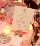 Elegant Script Wedding Menu
Photography: Denis Reggie Photographers
Read More:
http://www.insideweddings.com/weddings/opulent-pink-wedding-at-the-waldorf-astoria-new-york/170/ White and black wedding menu on silver stand