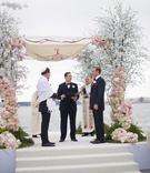 Interfaith Same-Sex Wedding Ceremony
Photography: John %26 Joseph Photography
Read More:
http://www.insideweddings.com/weddings/opulent-same-sex-wedding-ceremony-reception-in-san-diego-ca/995/ Groom in yarmulke and tallit with other groom on altar officiant cherry blossom trees pink flowers