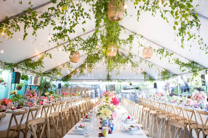 Greenery and Basket Lights in Tent
Photography: Maya Myers Photography
Read More:
http://www.insideweddings.com/weddings/colorful-tented-rehearsal-dinner-with-garden-elements-in-brooklyn/1188/ elegant rehearsal dinner with natural decor, tented rehearsal dinner with greenery and basket lights