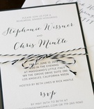 Black-and-White Invitation
Photography: Callaway Gable
Read More:
http://www.insideweddings.com/weddings/sunset-ceremony-neutral-toned-ballroom-reception-in-beverly-hills/578/ Rehearsal dinner invite with black and white string
