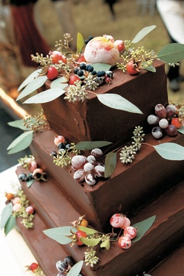 Autumn Theme Chocolate Wedding Cake With Sugar Fruit Autumn Theme Chocolate Wedding Cake With Sugar Fruit