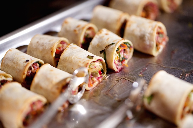 Wrap Bites Hors D'oeuvres
Photography: Bob %26 Dawn Davis Photography
Read More:
http://www.insideweddings.com/weddings/glamorous-ivory-blush-spring-wedding-at-a-private-club-in-chicago/685/ Wedding cocktail hour mini wrap appetizers, The Standard Club, Chicago